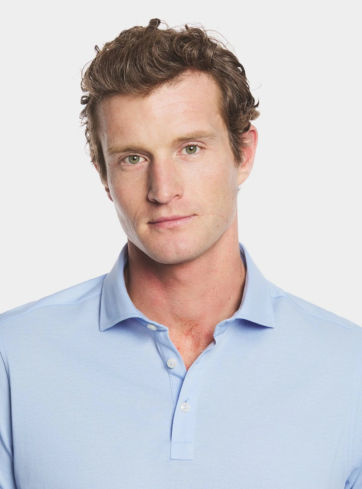 Polo uomo celeste in cotone premium